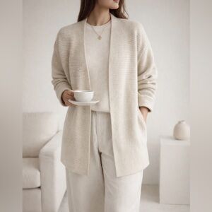 Monk & Lou Cozy Cream wool blend Open-Front Sweater size medium